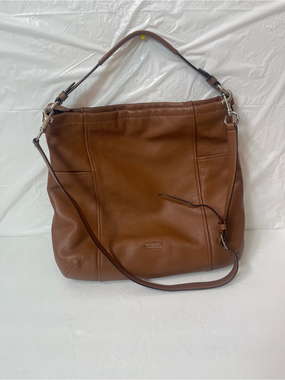 Leather Hobo Shoulder Bag in Brown